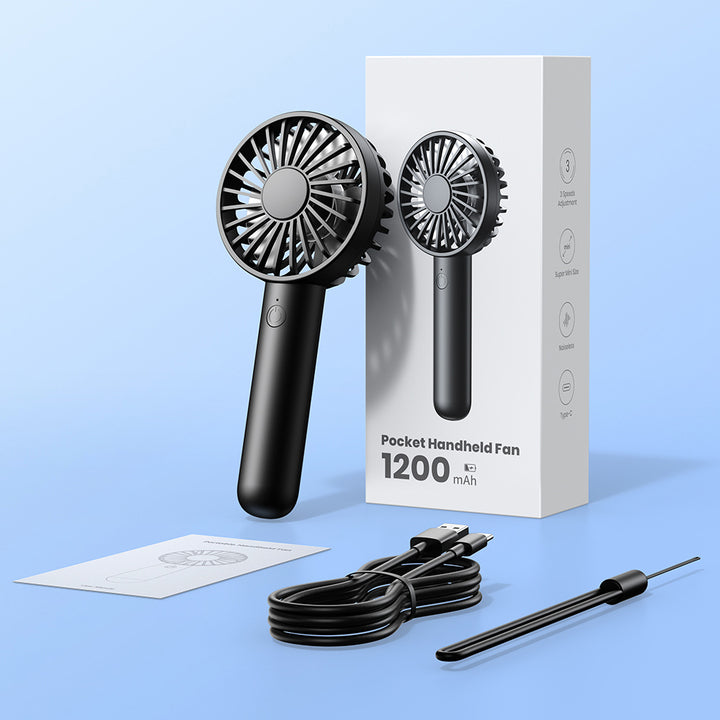 K13 1200mAh Portable Mini Hand Fan USB Rechargeable Personal Cooling Handheld Fan for Office Travel Outdoor